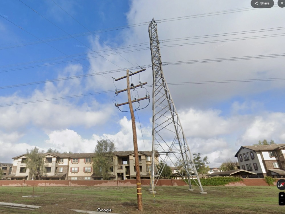 High-voltage towers as an example of external Sha affecting property Feng Shui.