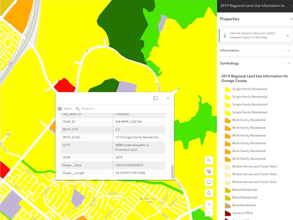 Land use zoning map example from ArcGIS for Feng Shui site evaluation.