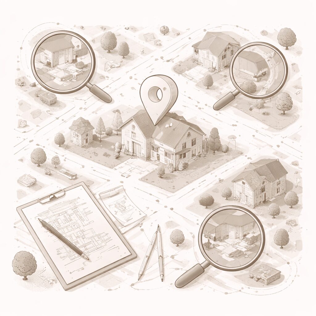 Feng shui case study illustration with site analysis